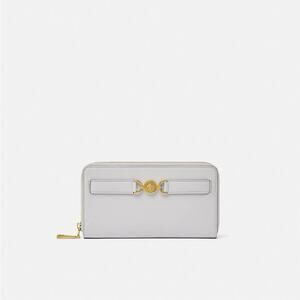 Versace Medusa 95 Light Gray Wallet with Gold Accents